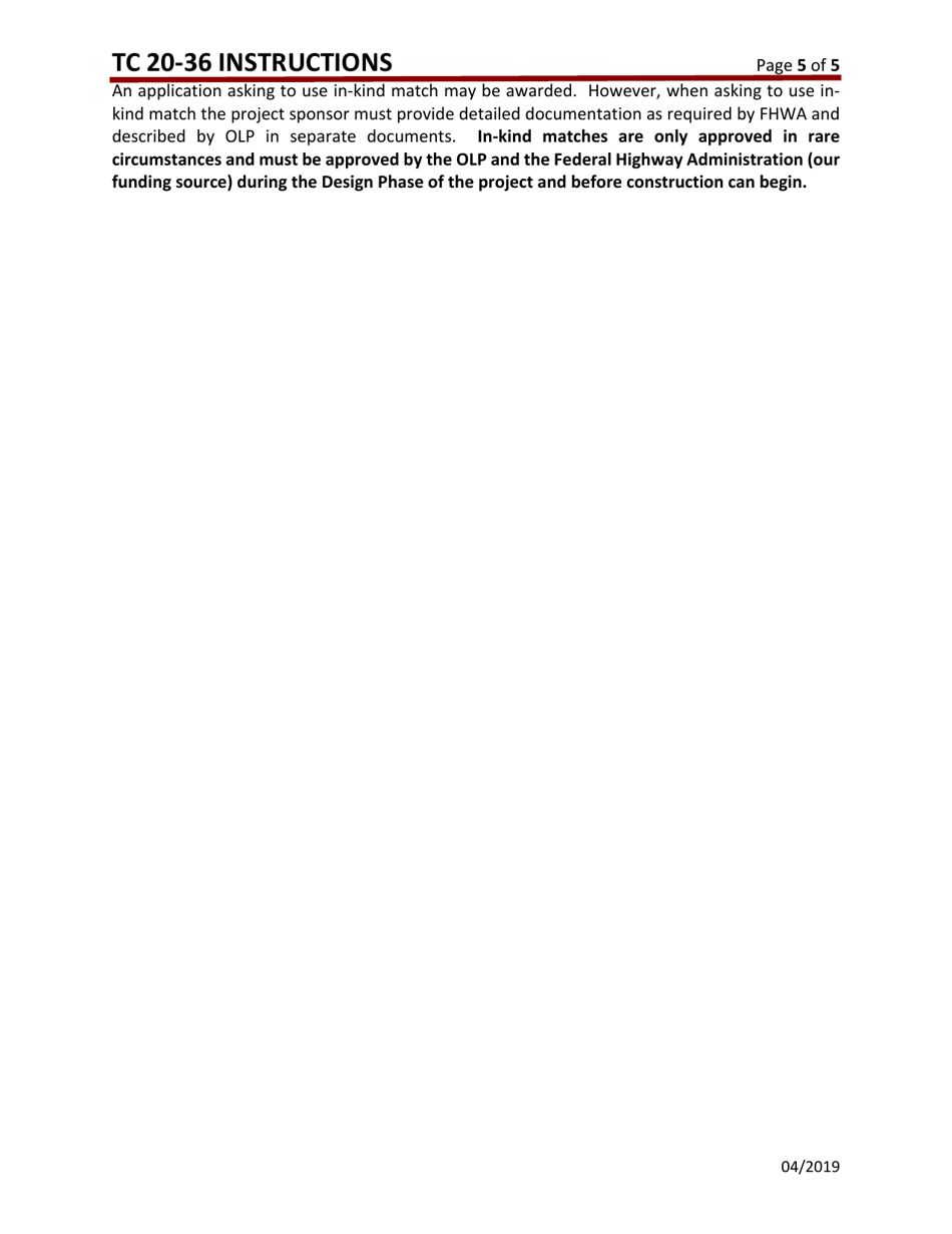 Instructions for Form TC20-36 Transportation Alternatives Program (Tap) Application - Kentucky, Page 5