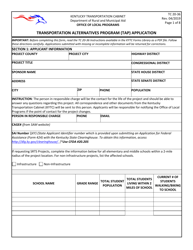 Form TC20-36 Transportation Alternatives Program (Tap) Application - Kentucky
