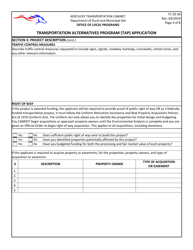 Form TC20-36 Transportation Alternatives Program (Tap) Application - Kentucky, Page 4