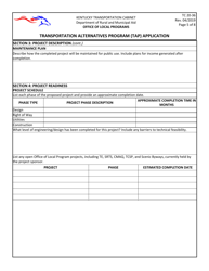 Form TC20-36 Transportation Alternatives Program (Tap) Application - Kentucky, Page 5