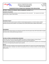 Form TC20-36 Transportation Alternatives Program (Tap) Application - Kentucky, Page 7