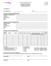 Document preview: Form TC71-205 Attachment 2 Industrial Haul Permit: Transportation Plan - Kentucky