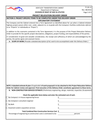 Form TC69-13 Project Relocation Delivery Order - Kentucky, Page 2