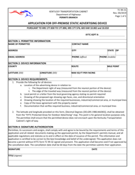 Document preview: Form TC99-31 Application for off-Premise Static Advertising Device - Kentucky