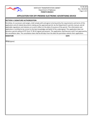 Form TC99-207 Application for off-Premise Electronic Advertising Device - Kentucky, Page 2