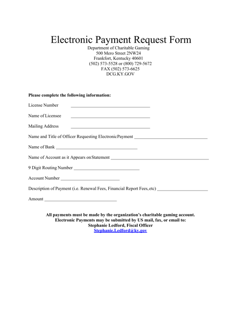 Electronic Payment Request Form - Kentucky Download Pdf