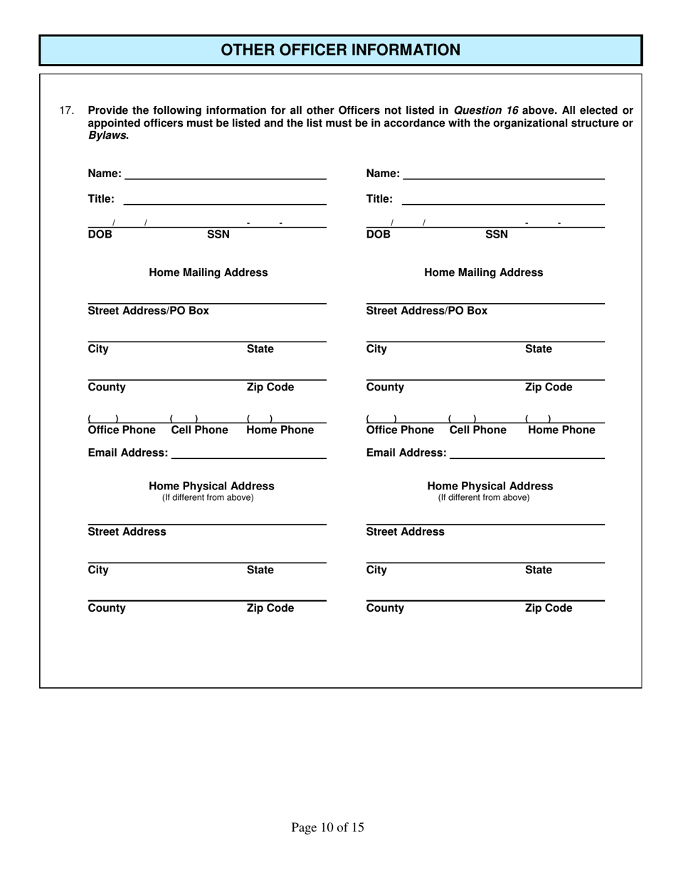 Form CG-1 Charitable Organization License Application - Kentucky, Page 10
