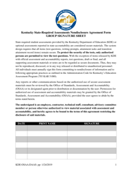 Kentucky State-Required Assessments Nondisclosure Agreement Form Group Signature Sheet - Kentucky