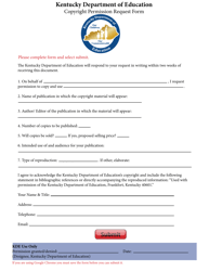 Document preview: Copyright Permission Request Form - Kentucky
