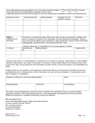 State Form 1 Claim for Death Benefits - Krs 61.315 - Kentucky, Page 2