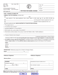 Document preview: Form AOC-295 Petition for Name Change - Kentucky
