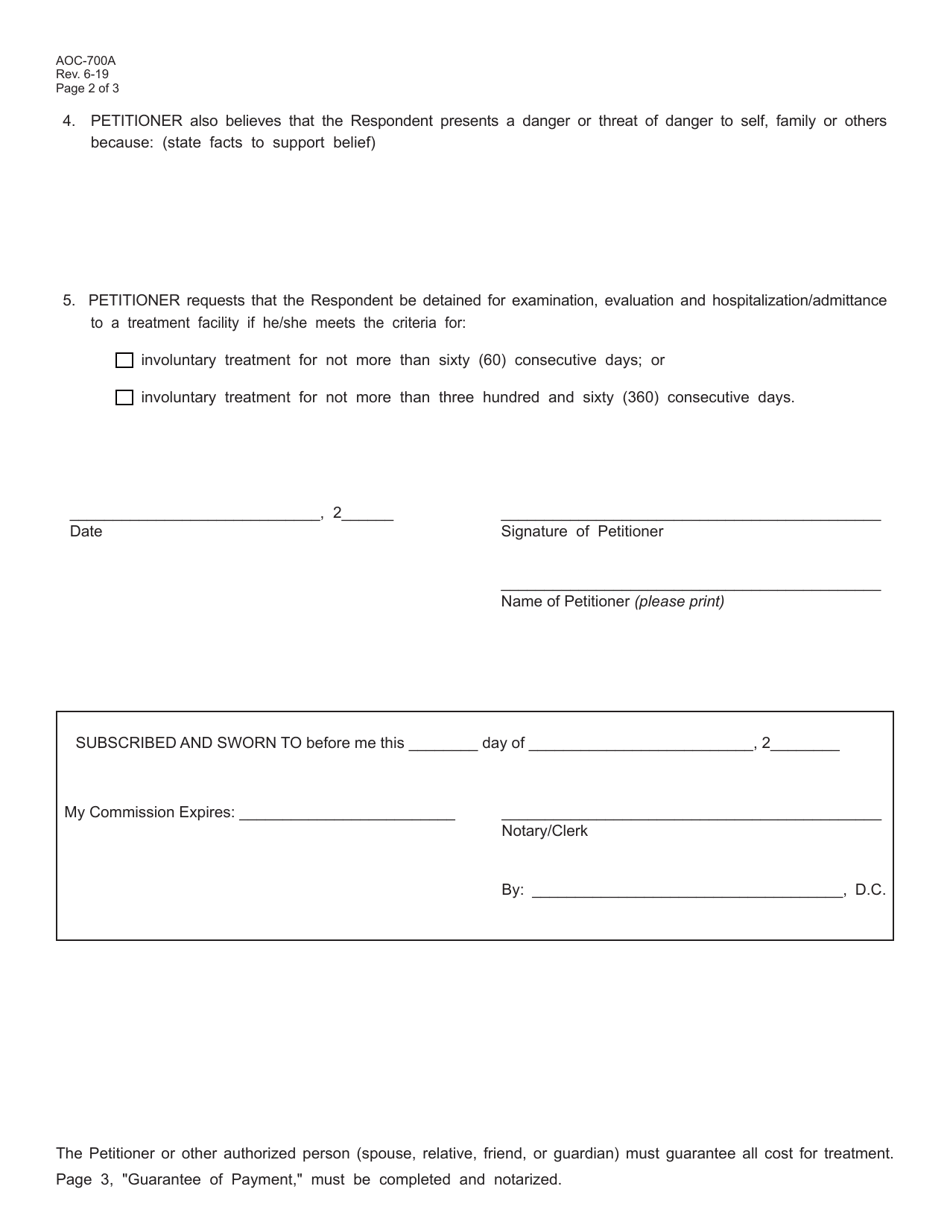 Form AOC-700A Download Fillable PDF or Fill Online Verified Petition ...