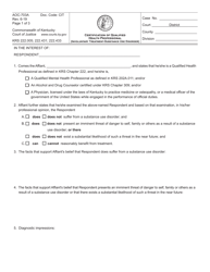 Form AOC-703A &quot;Certification of Qualified Health Professional (Involuntary Treatment-Substance Use Disorder)&quot; - Kentucky
