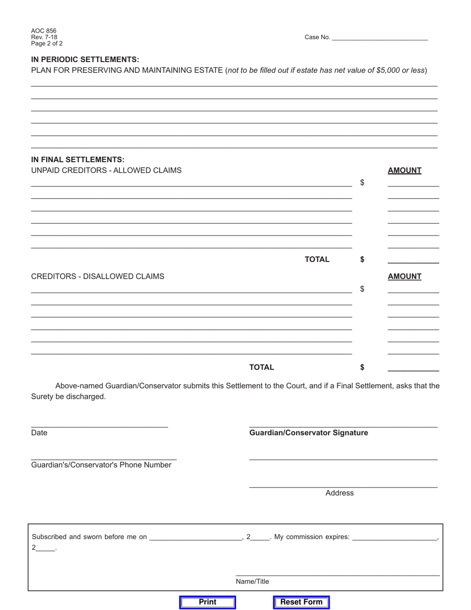 Form AOC-856 Download Fillable PDF or Fill Online Periodic/Final ...