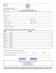 Form AOC-INT-5 &quot;Court Interpreting Services Information Form&quot; - Kentucky