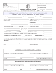 Document preview: Form AOC-INT-1 Statement for Interpreting Services - Kentucky