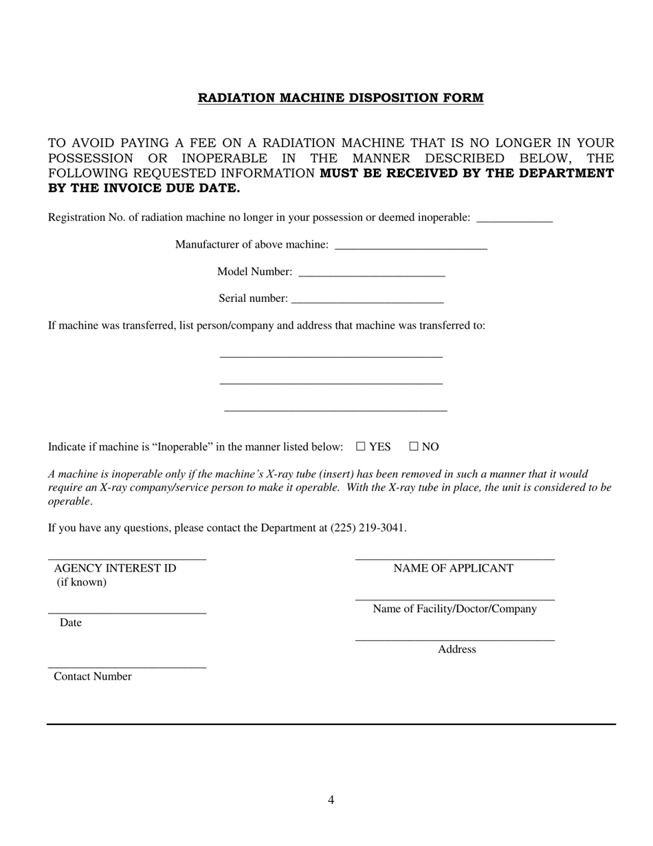 Form DRC-6 Application for Registration of Radiation Source - Louisiana, Page 4
