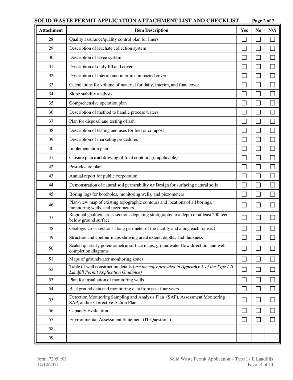 Form 7295 Solid Waste Permit Application - Type I / II Landfills - Louisiana, Page 14