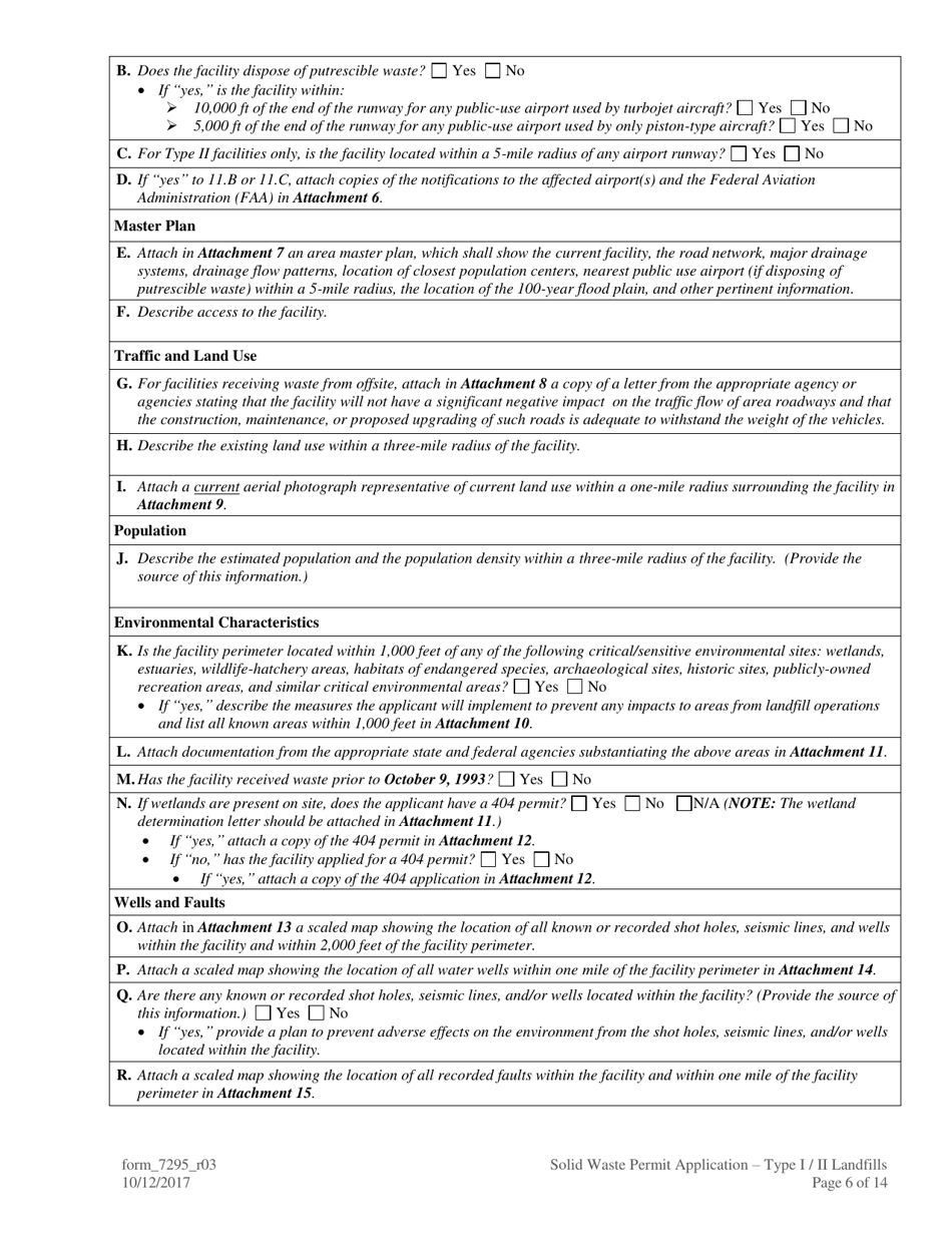 Form 7295 Solid Waste Permit Application - Type I / II Landfills - Louisiana, Page 6