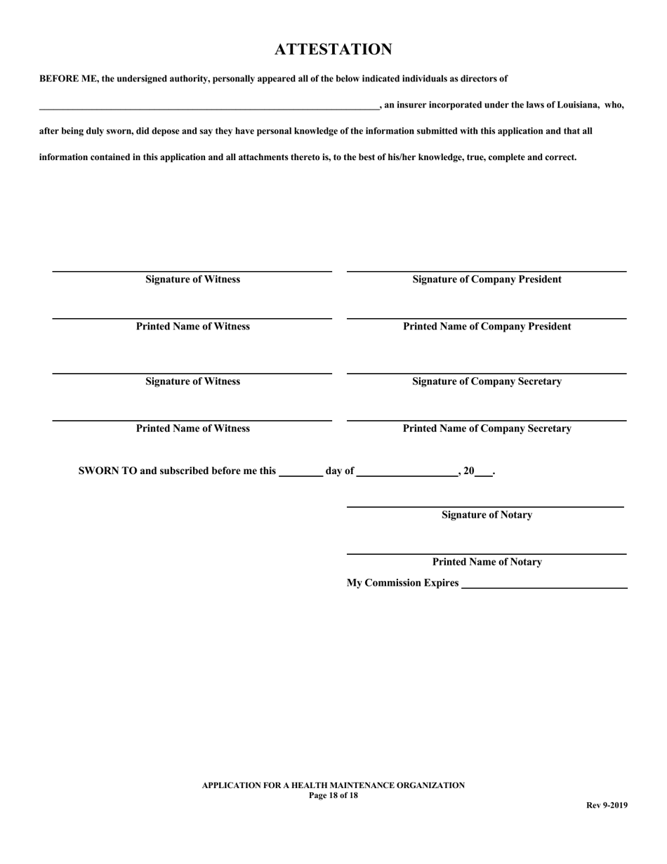 Application for Health Maintenance Organization License in Louisiana - Louisiana, Page 18