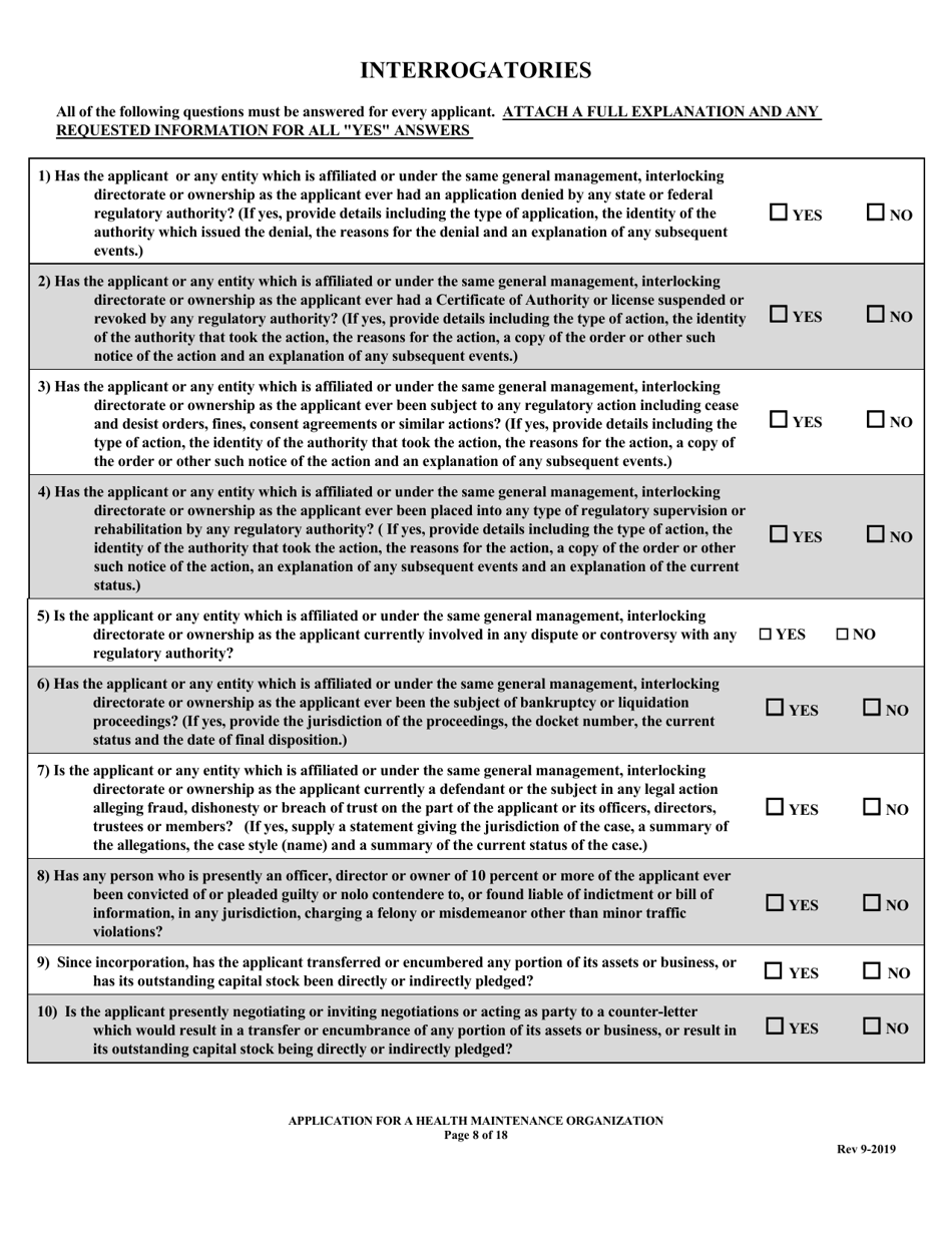 Application for Health Maintenance Organization License in Louisiana - Louisiana, Page 8