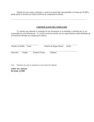 Formulario LDOL-WC1025.EE Certificado De Conformidad Del Trabajador - Louisiana (Spanish), Page 2