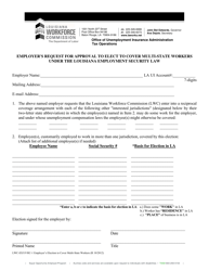 Document preview: Form LWC-ES319 RC-1 Employer's Request for Approval to Elect to Cover Multi-State Workers Under the Louisiana Employment Security Law - Louisiana