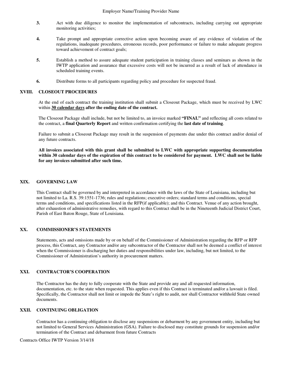 Incumbent Worker Training Program Social Services Contract - Louisiana, Page 8