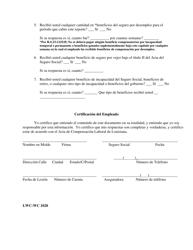 Formulario LWC-WC1020 Reporte Mensual De Ganancias Del Empleado - Louisiana (Spanish), Page 2