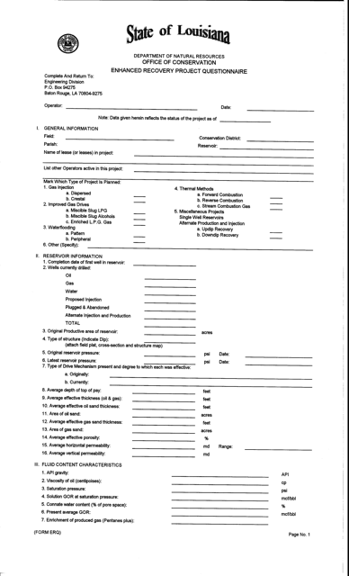 Form ERQ Enhanced Recovery Questionnaire - Louisiana