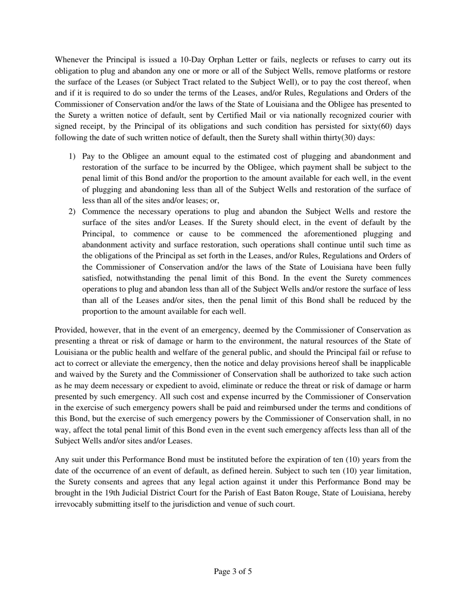 Form FS-PBMW Performance Bond - Louisiana, Page 3