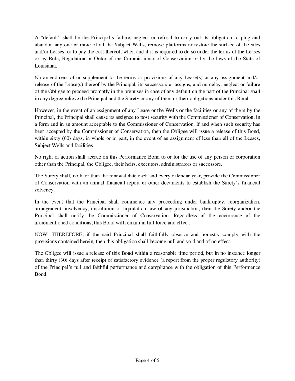 Form FS-PBMW Performance Bond - Louisiana, Page 4