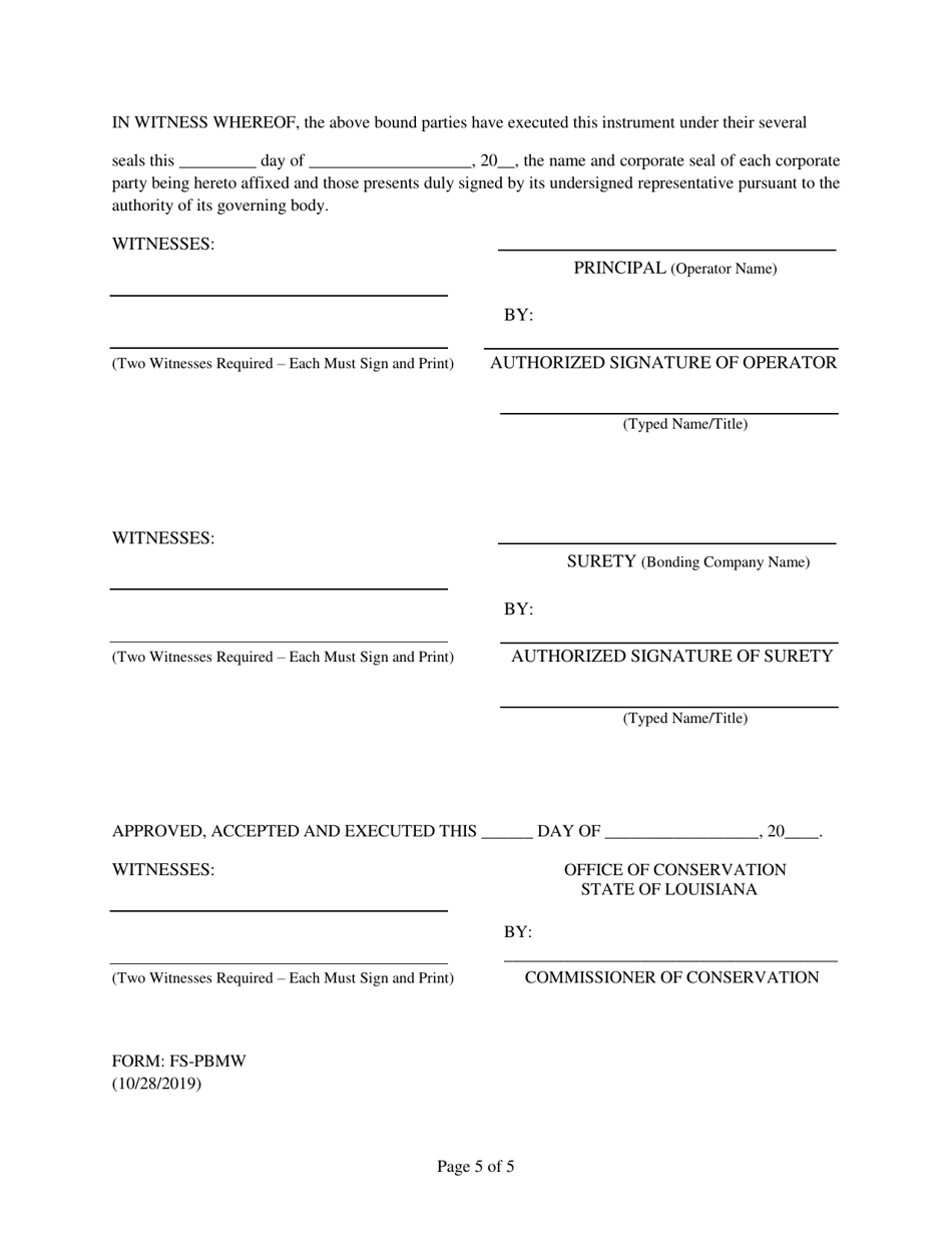 Form FS-PBMW Performance Bond - Louisiana, Page 5