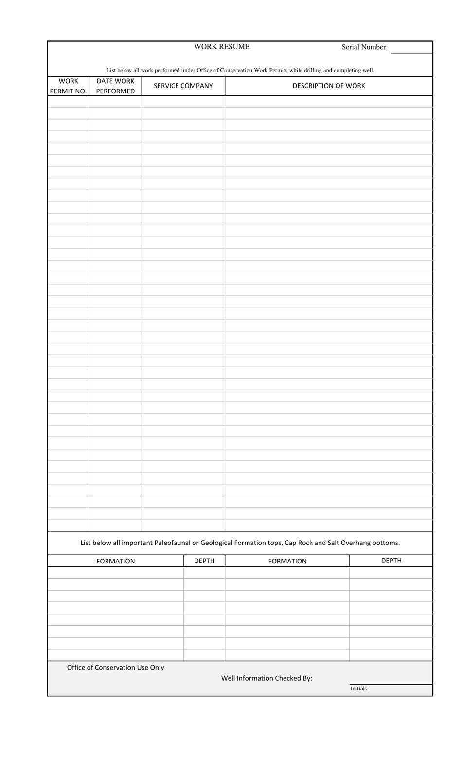 Form WH-1 Well History and Work Resume Report - Louisiana, Page 2