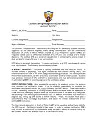 Document preview: Louisiana Drug Recognition Expert School Application - Louisiana