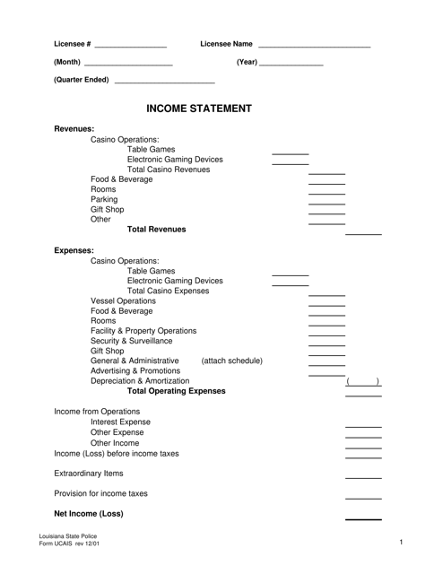 Form UCAIS  Printable Pdf