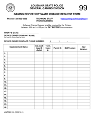 Document preview: Form VGD020199 Gaming Device Software Change Request Form - Louisiana