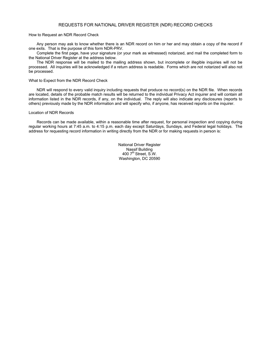 Form NDR-PRV (DPSMV2019) Individuals Request for National Driver Register (Ndr) File Check - Louisiana, Page 2