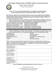 Document preview: Credential or Vehicle Information Request - Louisiana