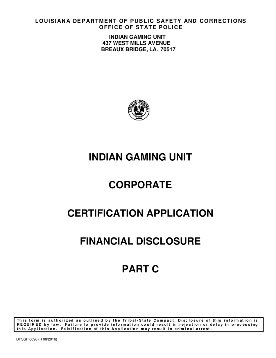 Form DPSSP0096 Part C Individual Financial Disclosure Application - Louisiana, Page 1