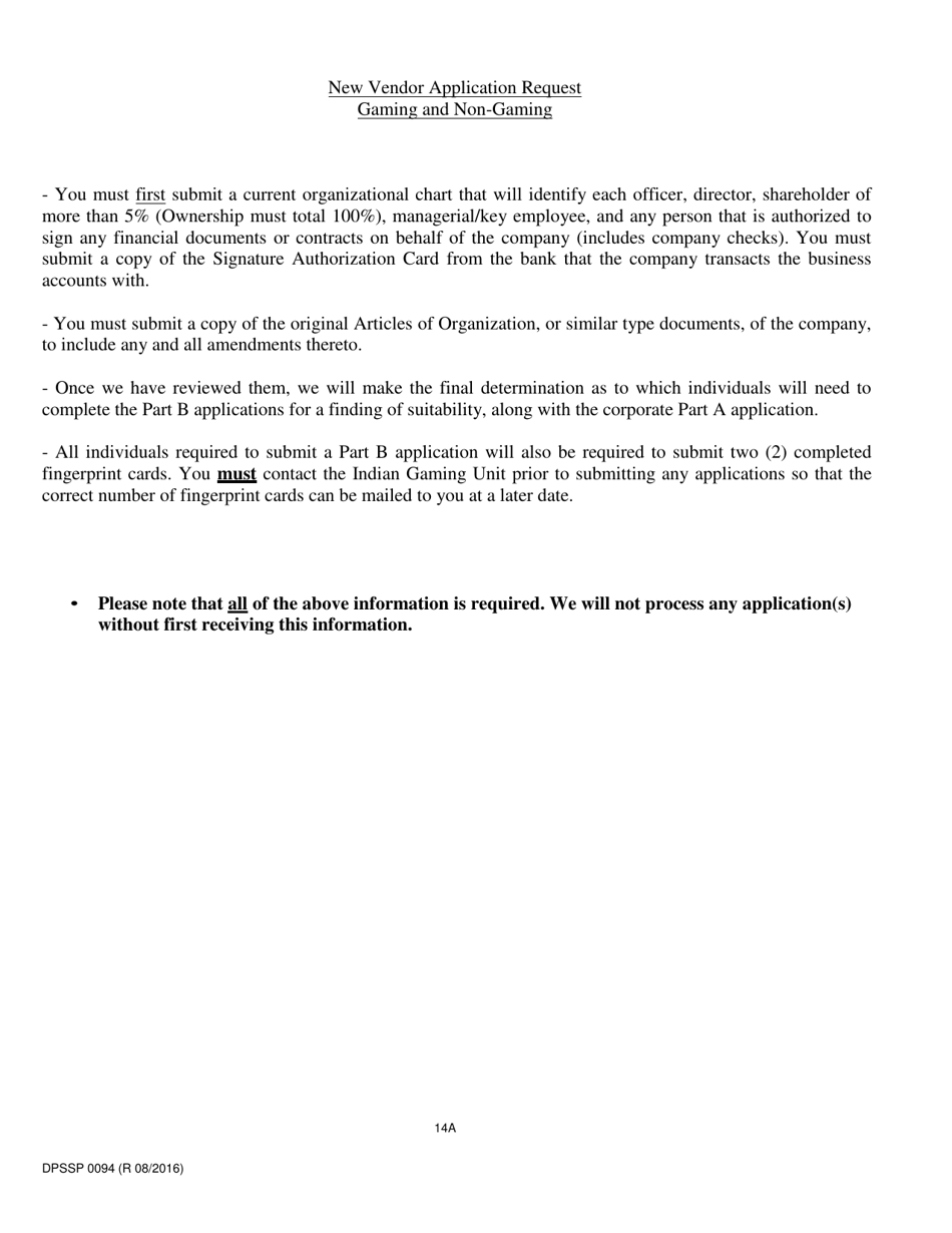 Form DPSSP0094 Part A Corporate State Certification Application - Gaming and Non-gaming Suppliers - Louisiana, Page 16