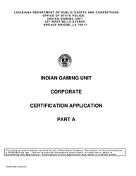 Form DPSSP0094 Part A Corporate State Certification Application - Gaming and Non-gaming Suppliers - Louisiana