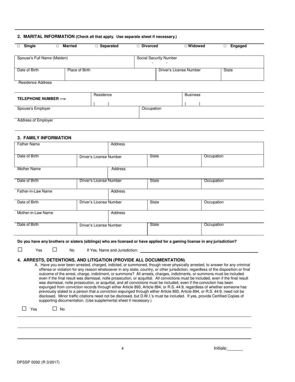 Form DPSSP0092 Gaming Employee Certification Application - Louisiana, Page 10