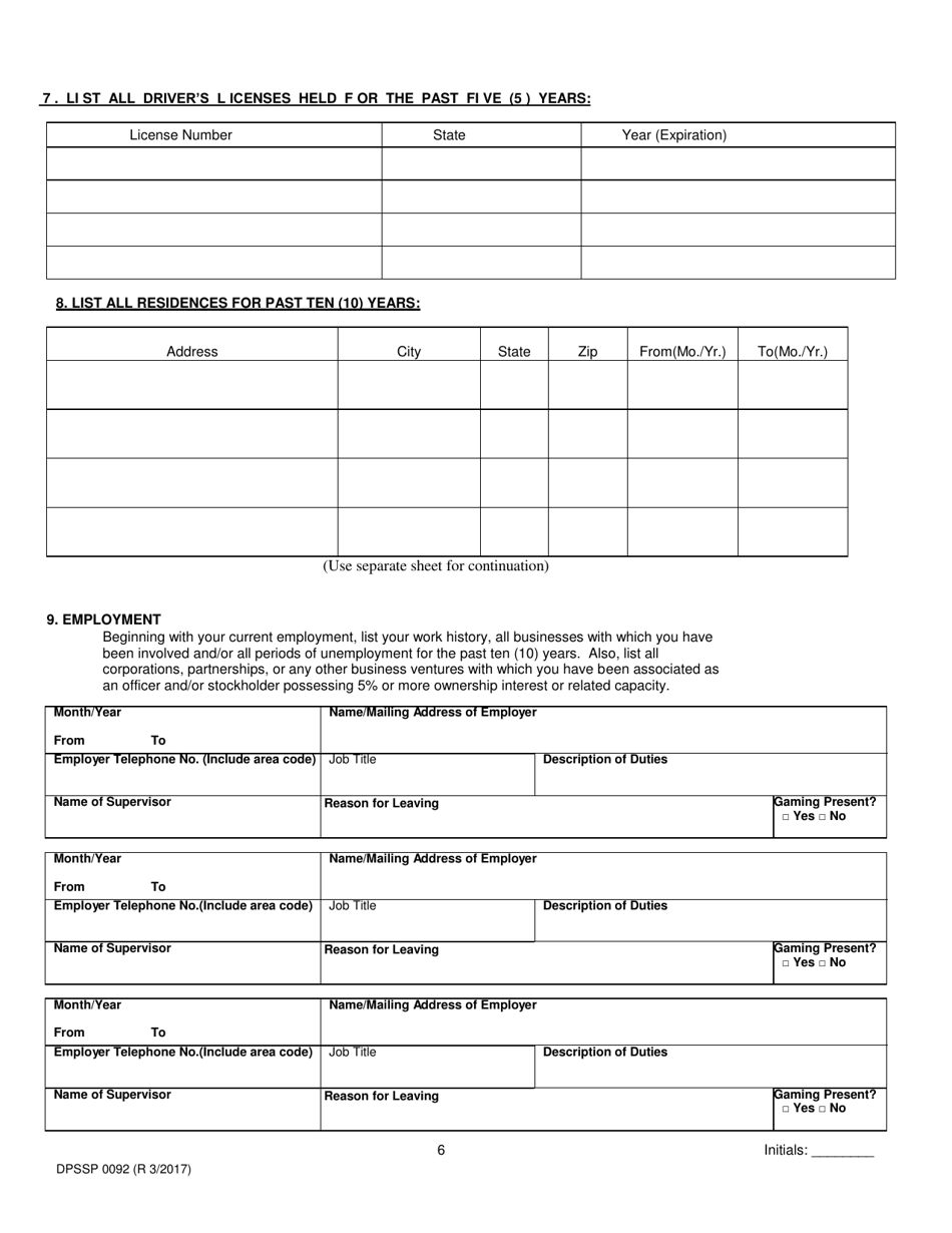 Form DPSSP0092 Gaming Employee Certification Application - Louisiana, Page 12