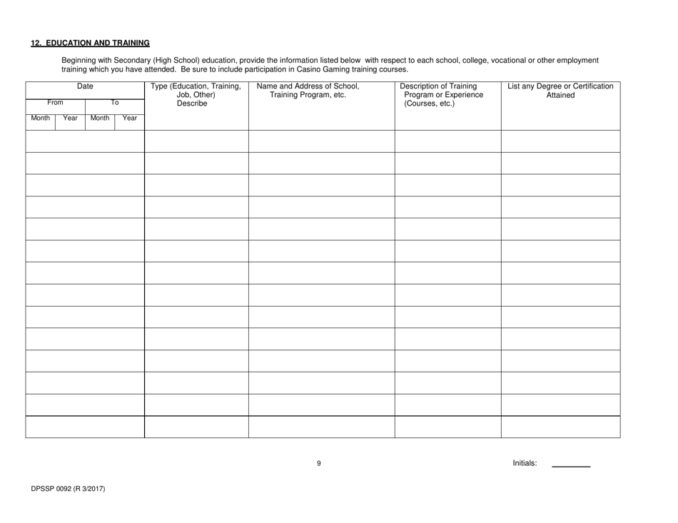 Form DPSSP0092 Gaming Employee Certification Application - Louisiana, Page 15