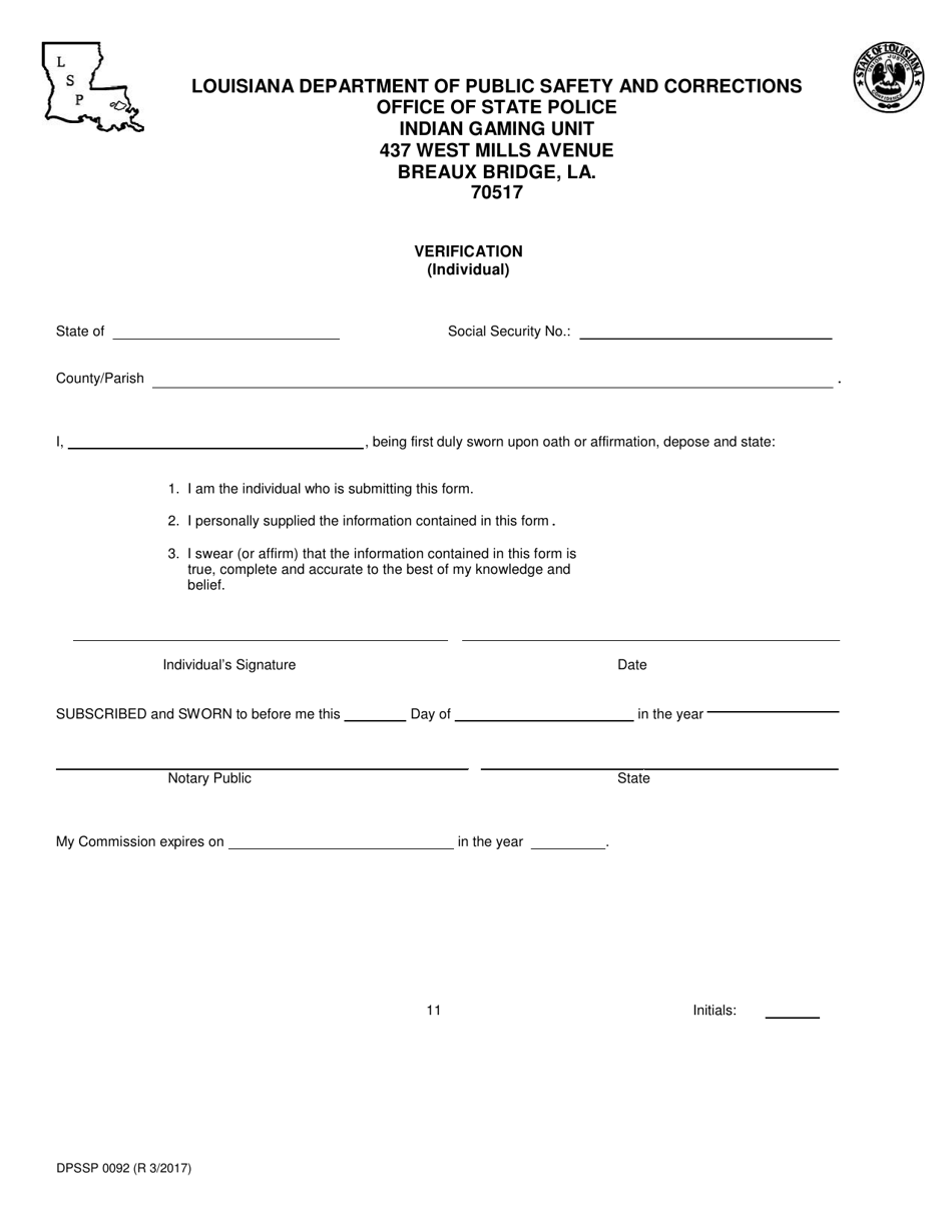 Form DPSSP0092 Gaming Employee Certification Application - Louisiana, Page 17