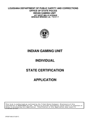 Form DPSSP0092 Gaming Employee Certification Application - Louisiana