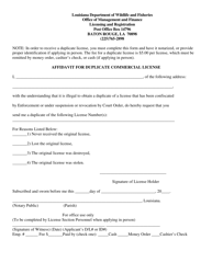 &quot;Affidavit for Duplicate Commercial License&quot; - Louisiana