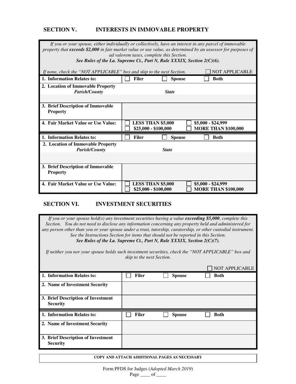 Personal Financial Disclosure Statement for Judges - Louisiana, Page 5