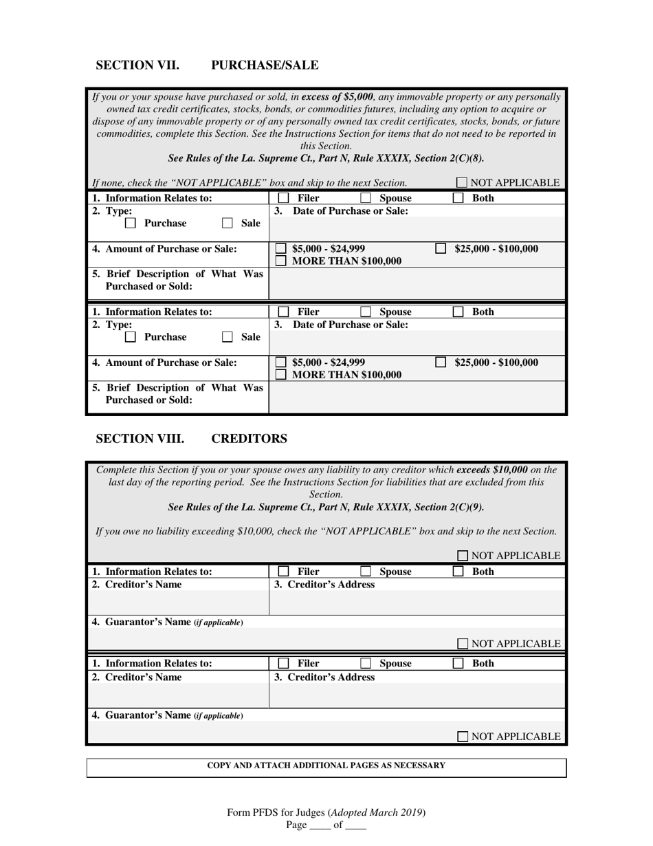 Personal Financial Disclosure Statement for Judges - Louisiana, Page 6